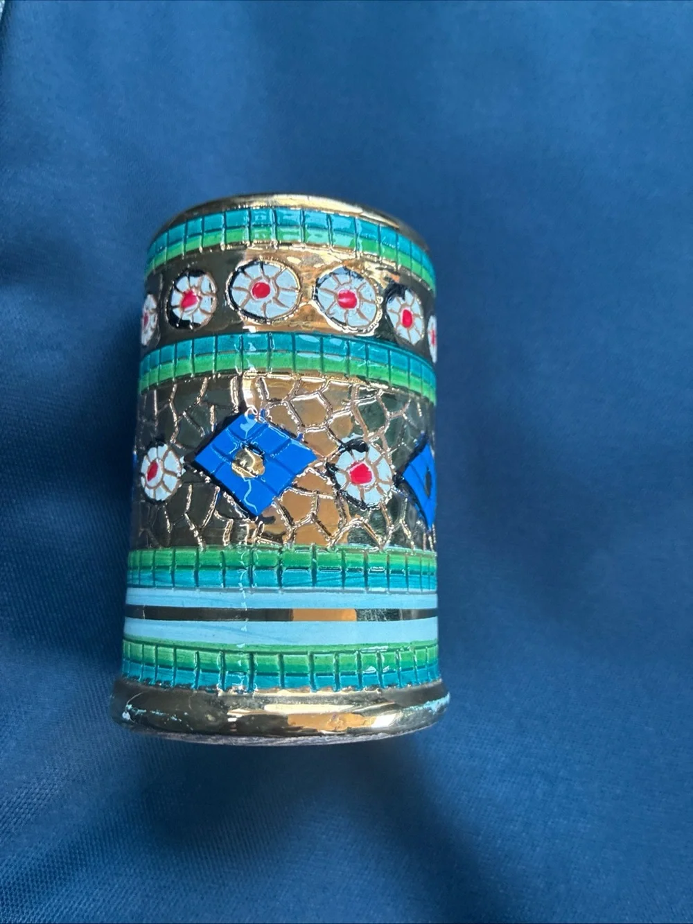 Ceramic-he D'Arte Mario Sambuco miniature cylinder vase from Italy
